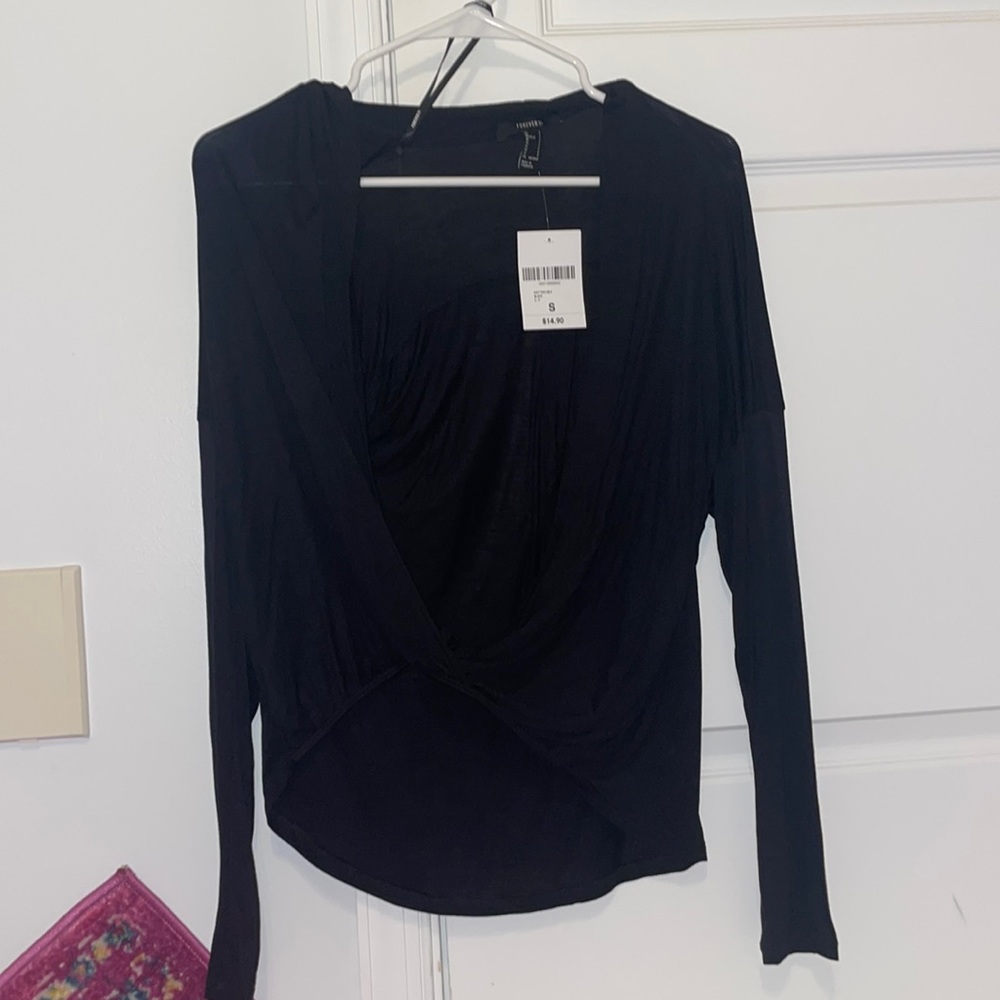 Black long sleeve open front sweater